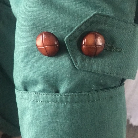 Cyclone Awesome vintage teal trench coat with detachable wool lining - Picture 2 of 10